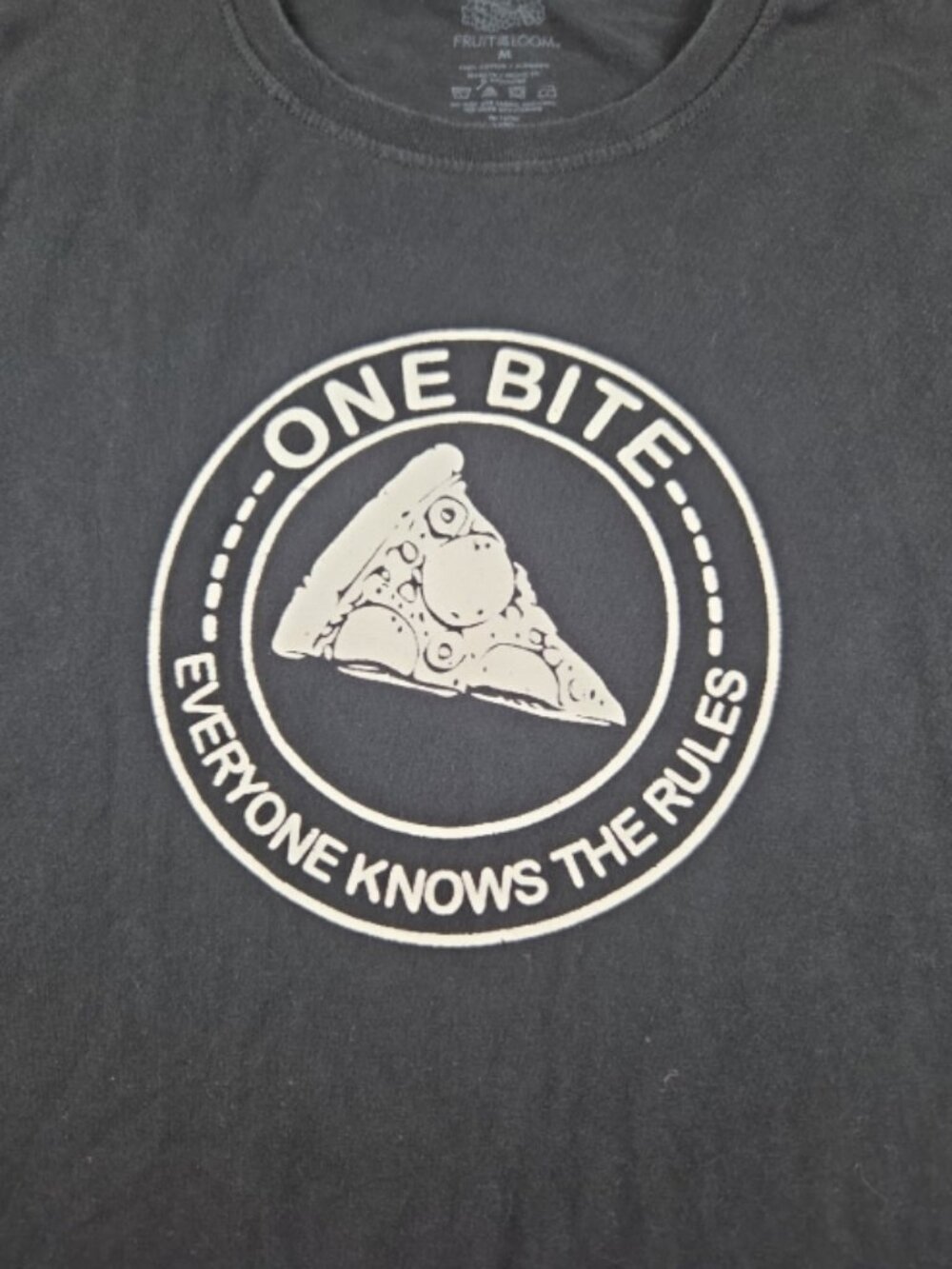 Barstool Sports “One Bite Everyone Knows the Rules” T‑Shirt – Medium – Black